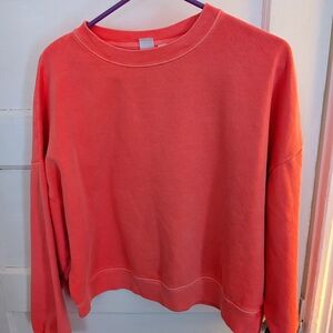 GAP Vibrant Coral Knit Top Cropped Oversized Sweatshirt. SZ. MED